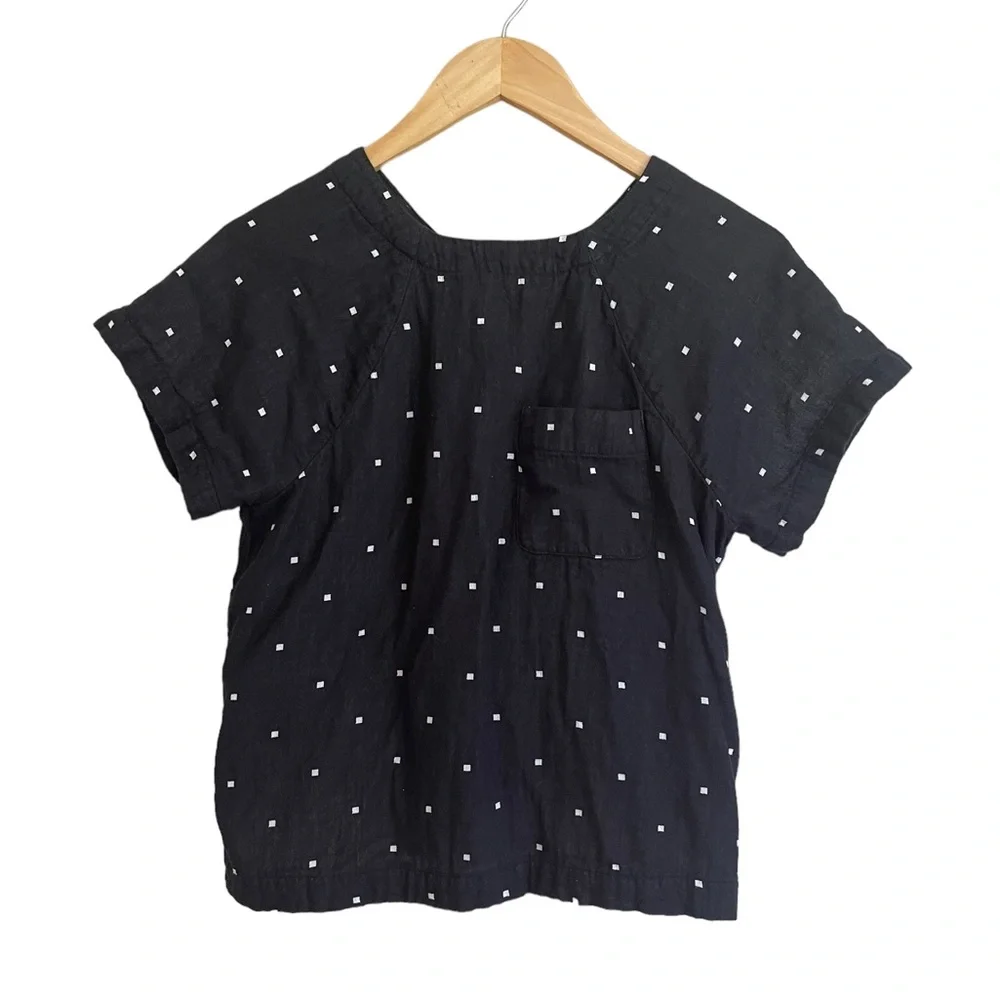 Madewell Lightspun Renwood Button-Back Top in Square Spot - Picture 3 of 5